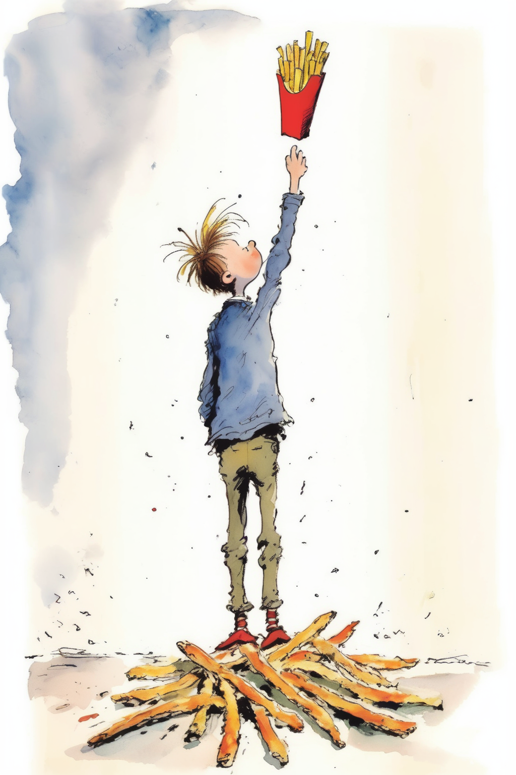 00116-3523046182-_lora_Quentin Blake Style_1_Quentin Blake Style - cartoon by quentin blake, boy looking up and holding up a french fry.png